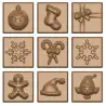 Polycarbonate Square Christmas Subjects Napolitains Chocolate Mold - 31.2 mm x 31.2 mm x h 7 mm - 5gr - 18 cavity