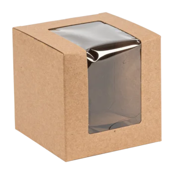 Brown Kraft Cookie and Confections Box with Window - 4" Square - 200 pcs