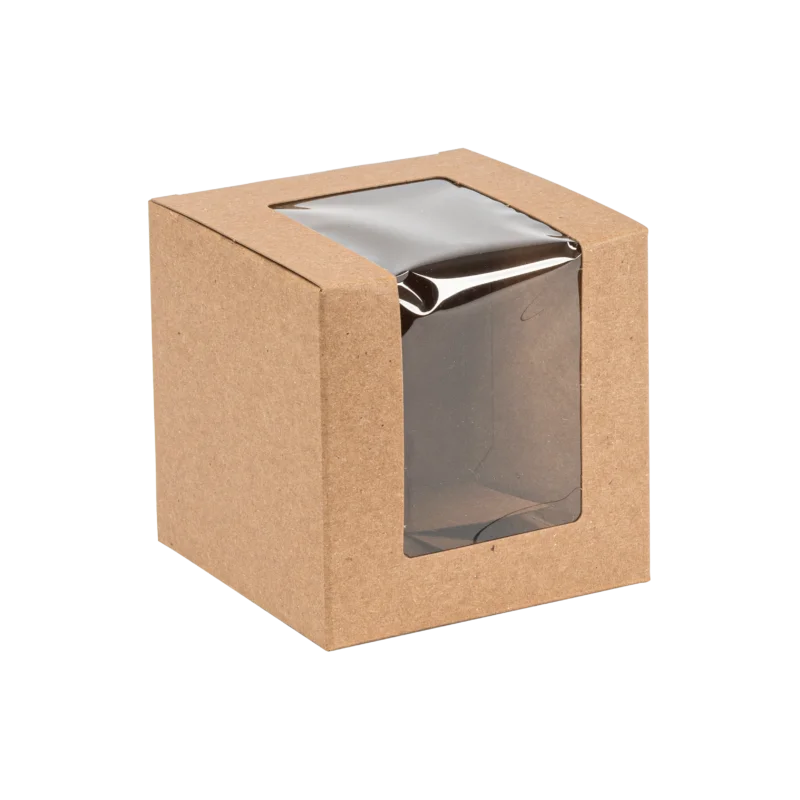 Brown Kraft Cookie and Confections Box with Window - 4" Square - 200 pcs