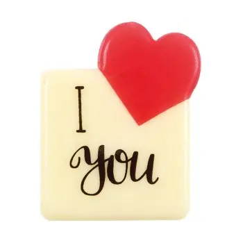 Edible Chocolate Decoration Plate with Heart I Love You 3x3.5 cm - 120 pcs