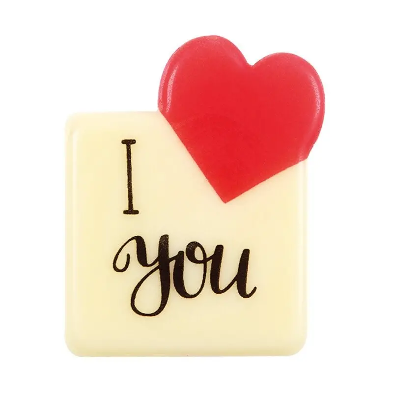Edible Chocolate Decoration Plate with Heart I Love You 3x3.5 cm - 120 pcs