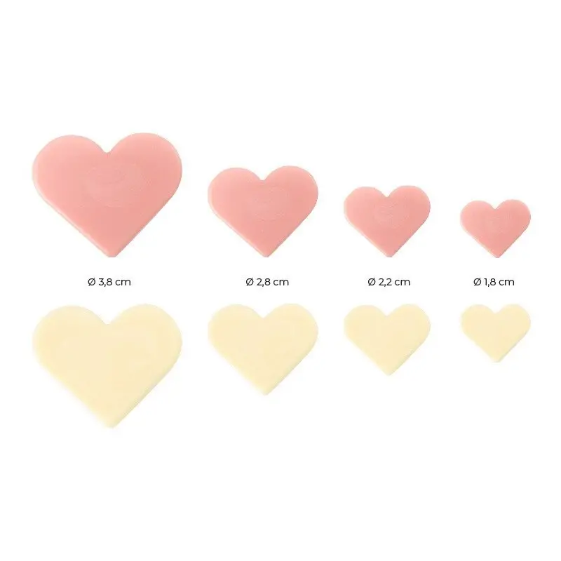 Edible Chocolate Decoration Hearts in 4 Different Sizes - 160 pcs