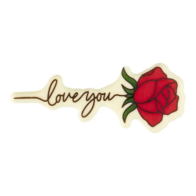 I Love You Red Rose Edible Chocolate Decoration 4.6 x 11.4 cm - 40 pcs I Love You Red Rose Edible Chocolate Decoration 4.6 x 11.4 cm - 40 pcs