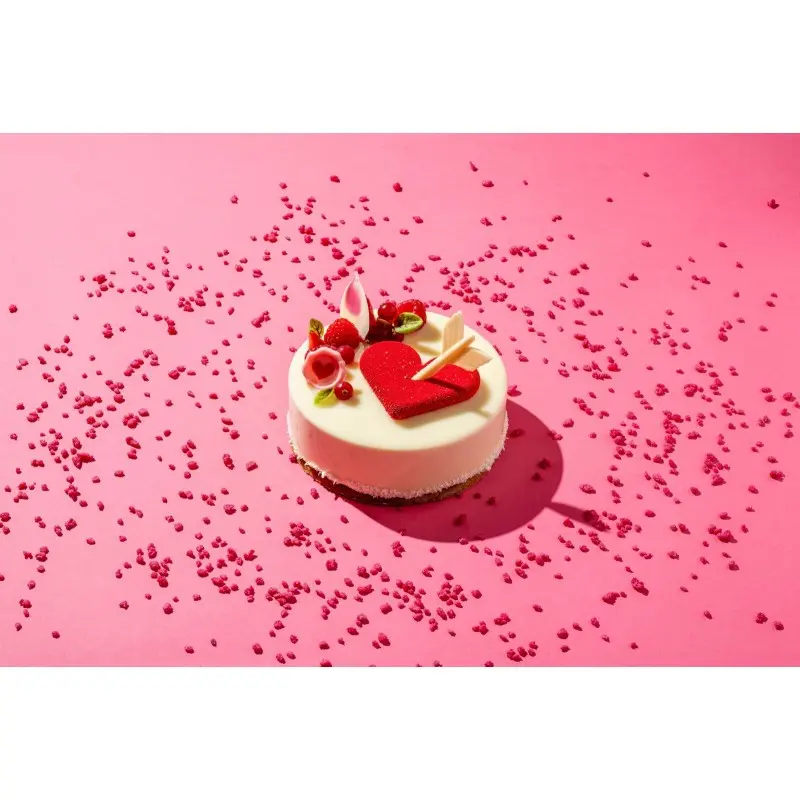 Pink Stamp with Red Heart Edible Chocolate Decoration 3 cm - 175 pcs Pink Stamp with Red Heart Edible Chocolate Decoration 3 cm - 175 pcs