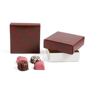 Valentine Hearts Square Chocolate Box Cover - 3.69 x 3.69 x 1.13 in - Pack of 50