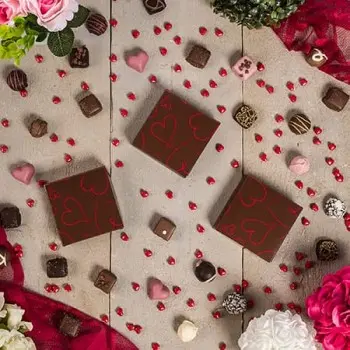 Valentine Hearts Square Chocolate Box Cover - 3.69 x 3.69 x 1.13 in - Pack of 50