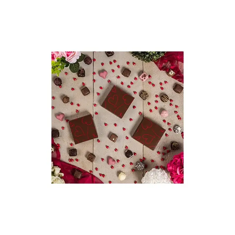 Valentine Hearts Square Chocolate Box Cover - 3.69 x 3.69 x 1.13 in - Pack of 50