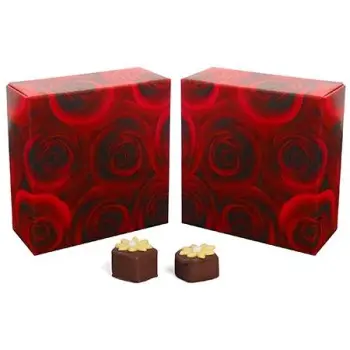 Dark Roses Square Chocolate Box Cover - 3.69 x 3.69 x 1.13 in - Pack of 50