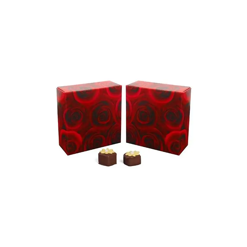 Dark Roses Square Chocolate Box Cover - 3.69 x 3.69 x 1.13 in - Pack of 50