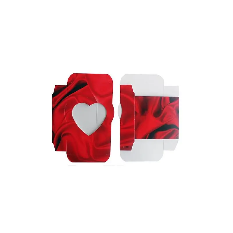 Red Satin Design Heart Window Chocolate Candy Box - 3.69 x 3.69 x 1.25 in - Pack of 50