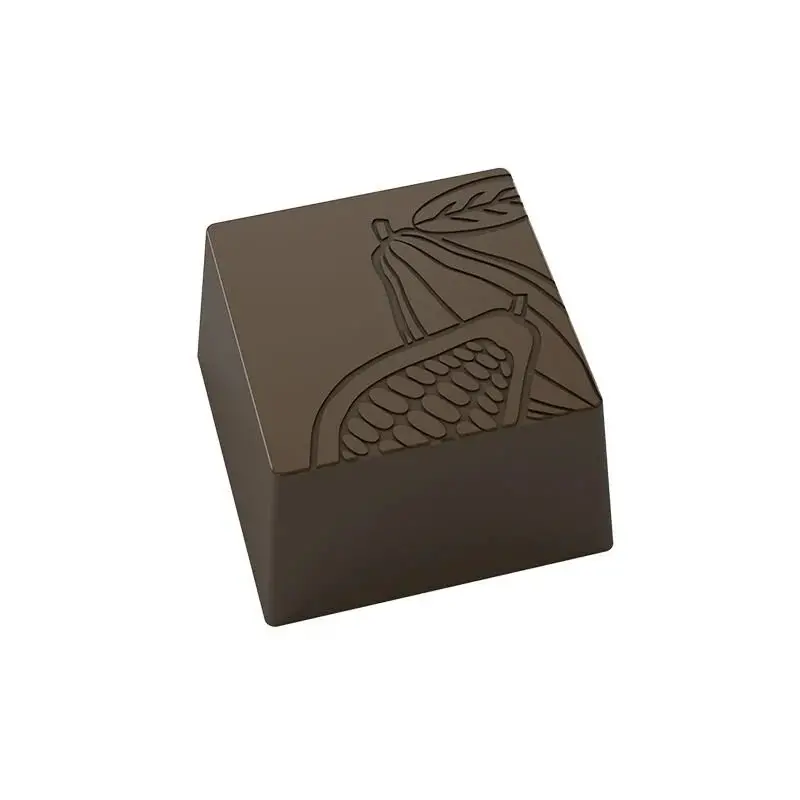 Polycarbonate Square Cocoa Pod Chocolate Praline Mold - 32 mm x 32 mm x 32 mm - 20.7 gr - 24 cavity