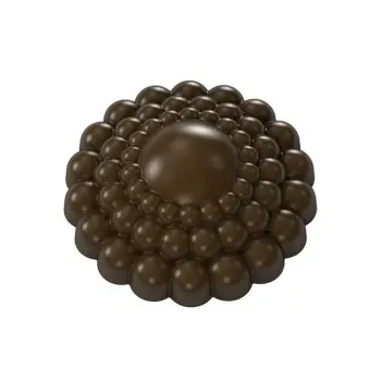 Polycarbonate Sunflower Chocolate Praline Mold - Ø 33 mm x 10.3 mm - 5 gr - 24 cavity