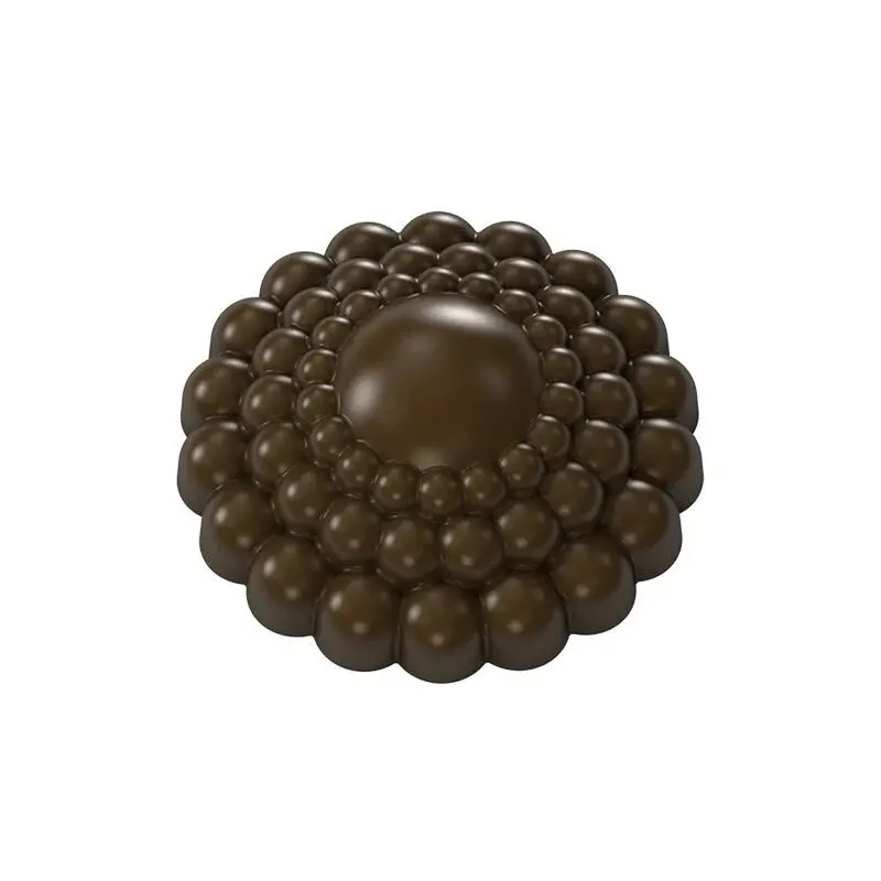 Polycarbonate Sunflower Chocolate Praline Mold - Ø 33 mm x 10.3 mm - 5 gr - 24 cavity