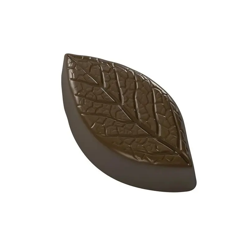 Polycarbonate Leaf Chocolate Praline Mold - 43 mm x 23 mm x 11 mm - 7.5 gr - 28 cavity Polycarbonate Leaf Chocolate Praline Mold - 43 mm x 23 mm x 11 mm - 7.5 gr - 28 cavity