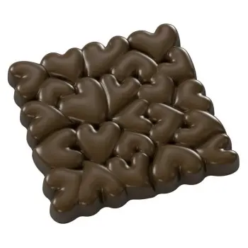 Polycarbonate Heart Shaped Chocolate Tablet Mold - 95 mm x 95 mm x 10 mm - 90gr - 2 cavity