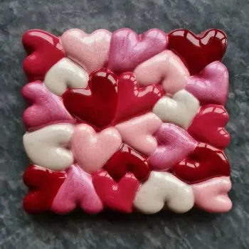 Polycarbonate Heart Shaped Chocolate Tablet Mold - 95 mm x 95 mm x 10 mm - 90gr - 2 cavity