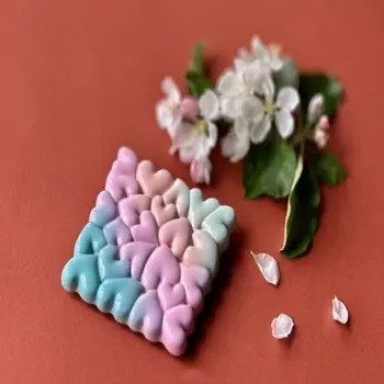 Polycarbonate Heart Shaped Chocolate Tablet Mold - 95 mm x 95 mm x 10 mm - 90gr - 2 cavity