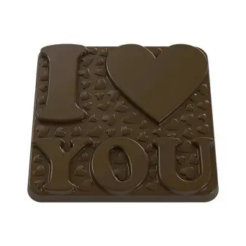 Polycarbonate I Love You Chocolate Tablet Mold - 96 mm x 96 mm x 9 mm - 80gr - 2 cavity