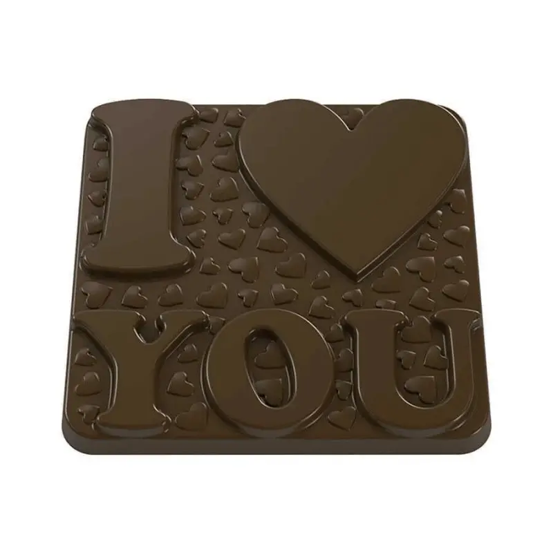 Polycarbonate I Love You Chocolate Tablet Mold - 96 mm x 96 mm x 9 mm - 80gr - 2 cavity