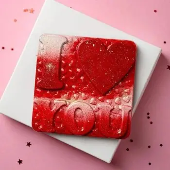 Polycarbonate I Love You Chocolate Tablet Mold - 96 mm x 96 mm x 9 mm - 80gr - 2 cavity