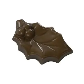 Polycarbonate Holly Leaf Chocolate Mold - 53 mm x 34 mm x 9 mm - 9 gr - 15 cavity