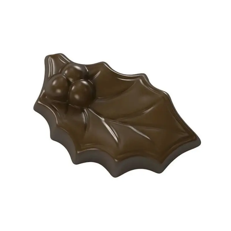 Polycarbonate Holly Leaf Chocolate Mold - 53 mm x 34 mm x 9 mm - 9 gr - 15 cavity Polycarbonate Holly Leaf Chocolate Mold - 53 mm x 34 mm x 9 mm - 9 gr - 15 cavity