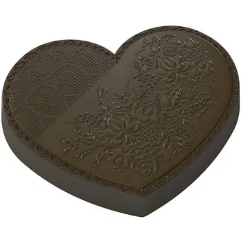 Polycarbonate Large Heart Patterned Chocolate Tablet Mold - 207 mm x 165 mm x 34 mm - 918 gr