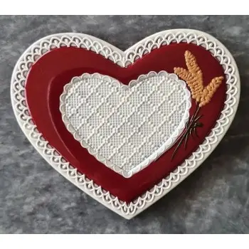 Polycarbonate Hearts with Pattern Chocolate Tablet Mold - 95 mm x 79 mm x 11 mm - 58 gr - 3 cavity