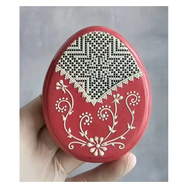 Polycarbonate Patterned Eggs Chocolate Tablet Mold - 96 mm x 77 mm x 20 mm - 114 gr - 3 cavity