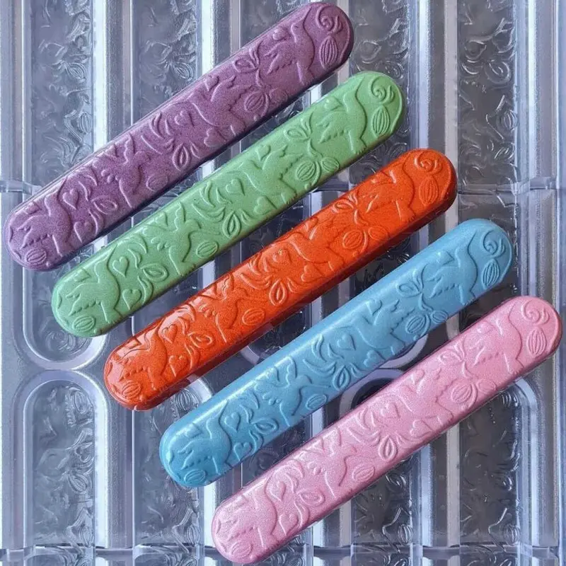 Polycarbonate Hummingbird Pattern Chocolate Bar Mold - 120 mm x 21 mm x 8 mm - 20 gr - 10 cavity