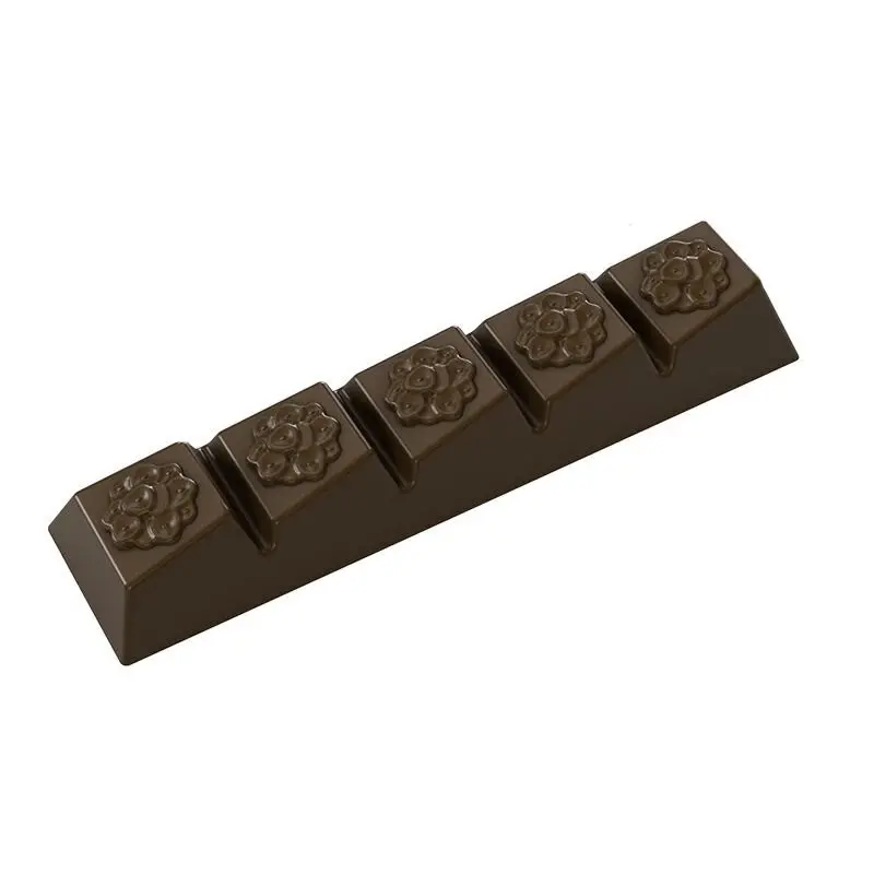 Polycarbonate Flowers Chocolate Bar Mold - 120 mm x 29.2 mm x 15.6 mm - 41 gr - 8 cavity