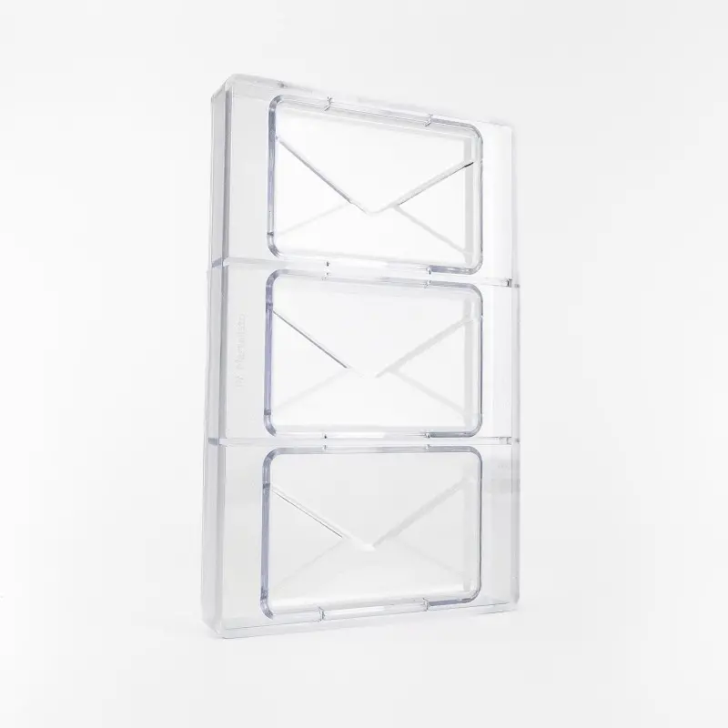 Polycarbonate Mail Envelope Chocolate Mold - 120 mm x 78 mm x h 12.5 mm - 102 gr - 3 cavity