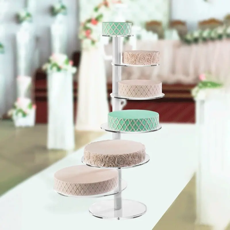 6-Tier Round Customizable Plexiglass Cake Riser Stand - h 105.5 cm