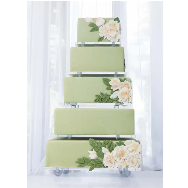 7-Tier INFINITY Square Customizable Plexiglass Cake Riser Stand - 40 x 40 cm x h 69 cm