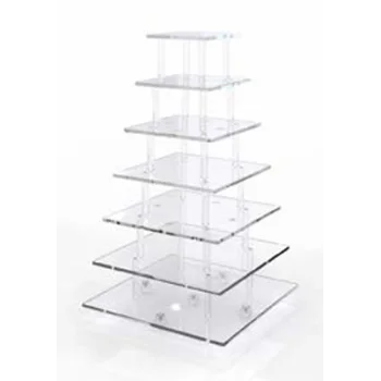 7-Tier INFINITY Square Customizable Plexiglass Cake Riser Stand - 40 x 40 cm x h 69 cm