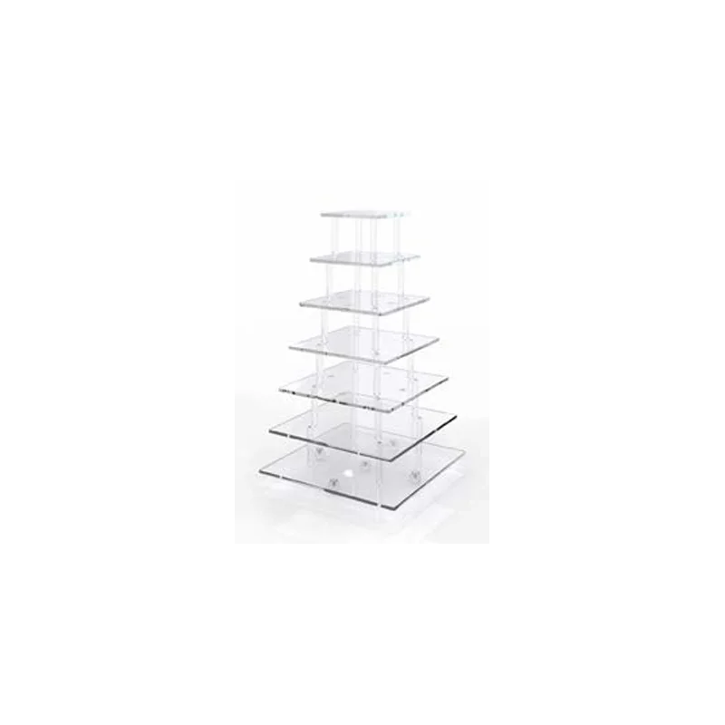 7-Tier INFINITY Square Customizable Plexiglass Cake Riser Stand - 40 x 40 cm x h 69 cm