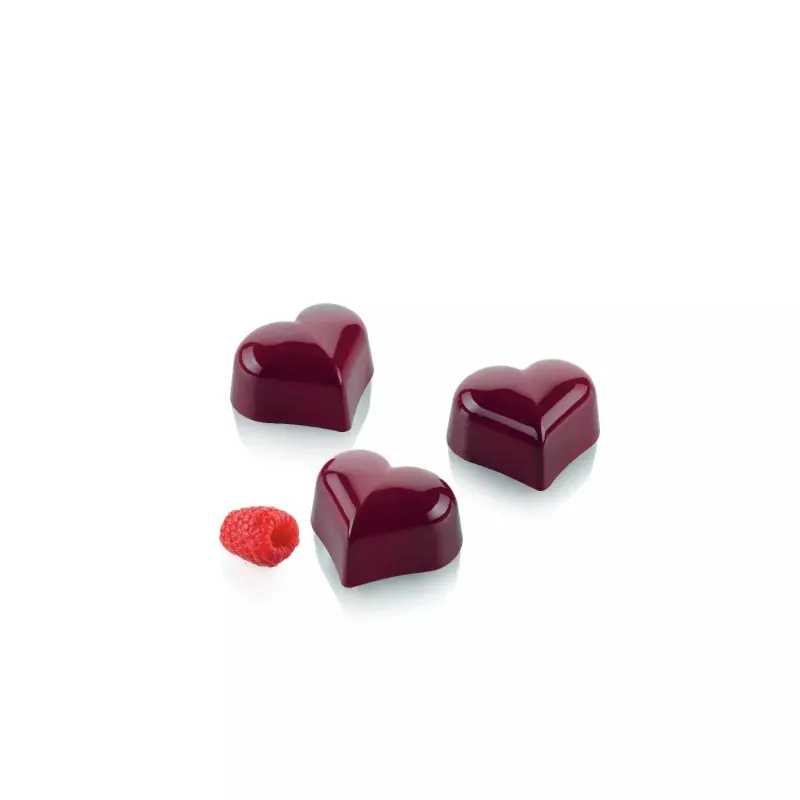 Silikomart Professional Polycarbonate Heart 01 P Chocolate Praline Mold - 36 mm x 30 mm x h 19 mm - 24 Cavity