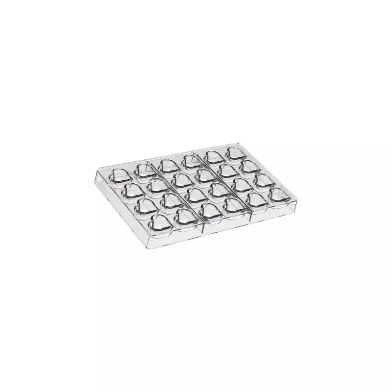 Silikomart Professional Polycarbonate Heart 01 P Chocolate Praline Mold - 36 mm x 30 mm x h 19 mm - 24 Cavity