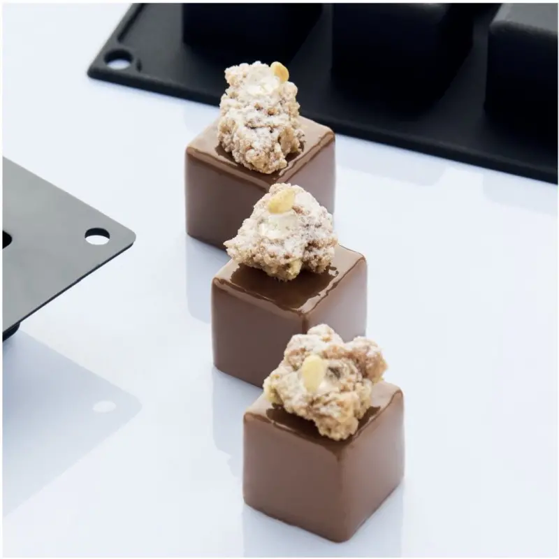 Professional SQUARE Mini Portion Silicone Pastry Mold - 30 mm x 30 mm x 30 mm - 26.5ml - 18 cavity