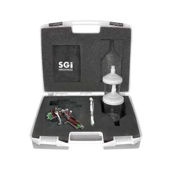 SATAminijet 4400 B HVLP Air Brush by SATA - 0.8 Nozzle with Aluminum 0.3L Cups - Stainless Steel Spray Gun for cocoa butter