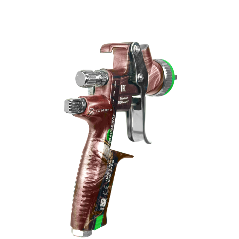 SATAminijet 4400 B HVLP Air Brush by SATA - 0.8 Nozzle with Aluminum 0.3L Cups - Stainless Steel Spray Gun for cocoa butter