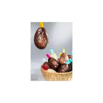 Polycarbonate Egg funny bunny's Chocolate Mold - 81mm x 54mm x h 30mm - 3 pcs