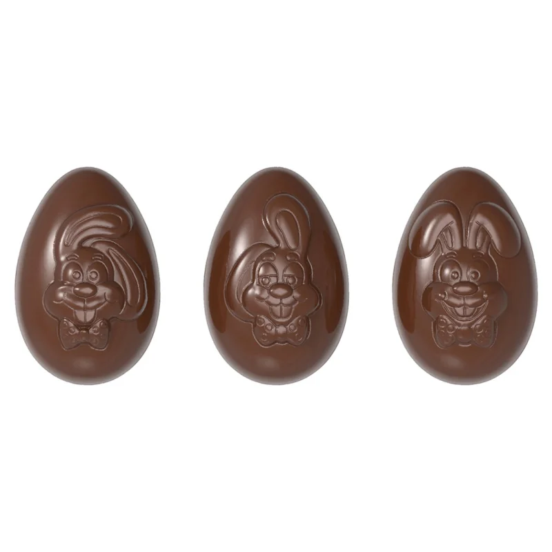 Polycarbonate Egg funny bunny's Chocolate Mold - 81mm x 54mm x h 30mm - 3 pcs Polycarbonate Egg funny bunny's Chocolate Mold - 81mm x 54mm x h 30mm - 3 pcs