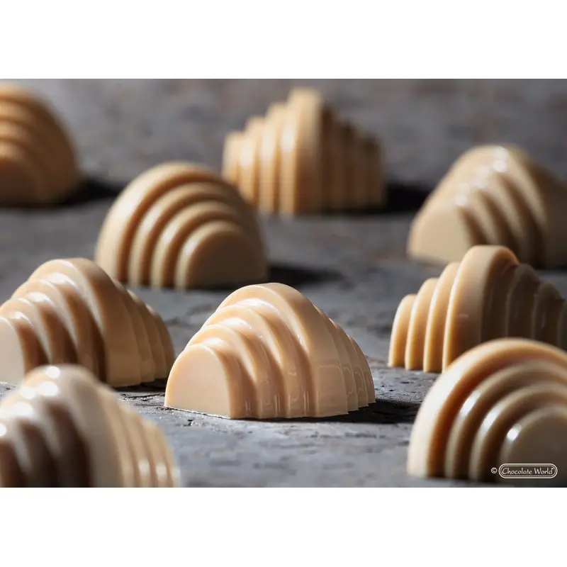 Polycarbonate Tourage Chocolate Mold By the Dutch Pastry Team - 31 mm x 28,5 mm x h 19 mm - 21 cavity