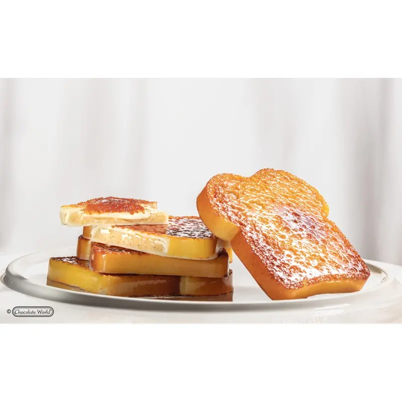 Polycarbonate French Toast Chocolate Mold By Alexandre Bourdeaux - 73 mm x 73 mm x h 10 mm - 3 cavity Polycarbonate French Toast Chocolate Mold By Alexandre Bourdeaux - 73 mm x 73 mm x h 10 mm - 3 cavity