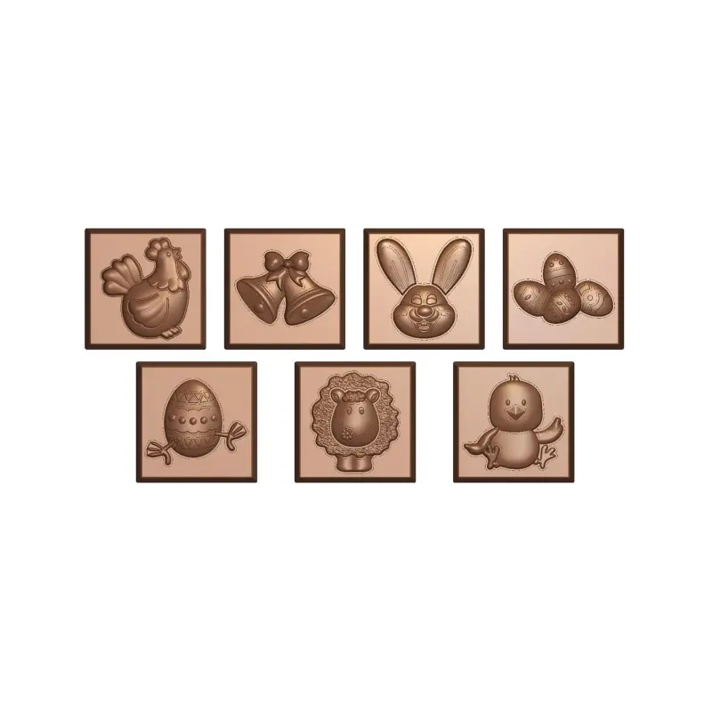 Polycarbonate Easter Themed Chocolate Napolitains Subjects Chocolate Molds - 30 mm x 30 mm - 7.5gr - 21 Cavity