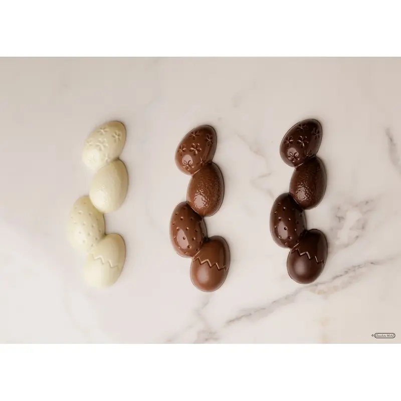 Polycarbonate Easter Egg Chocolate Bar Mold - 118 mm x 42 mm x h 15 mm - 38 gr - 6 cavities