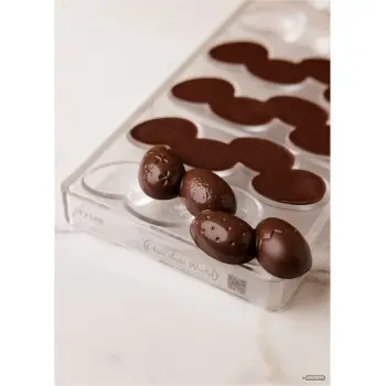 Polycarbonate Easter Egg Chocolate Bar Mold - 118 mm x 42 mm x h 15 mm - 38 gr - 6 cavities