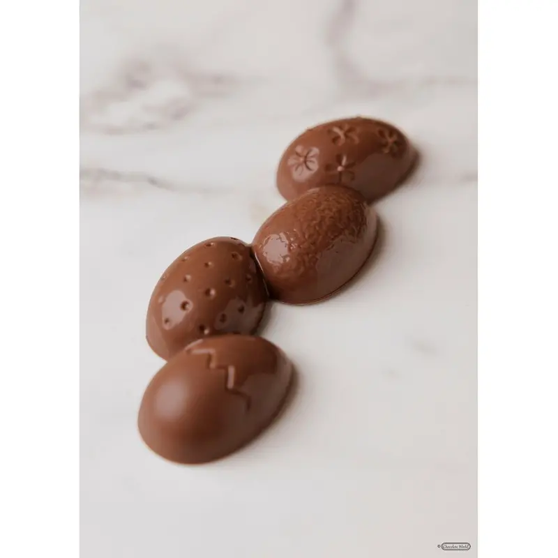 Polycarbonate Easter Egg Chocolate Bar Mold - 118 mm x 42 mm x h 15 mm - 38 gr - 6 cavities