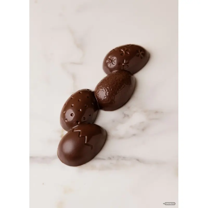Polycarbonate Easter Egg Chocolate Bar Mold - 118 mm x 42 mm x h 15 mm - 38 gr - 6 cavities